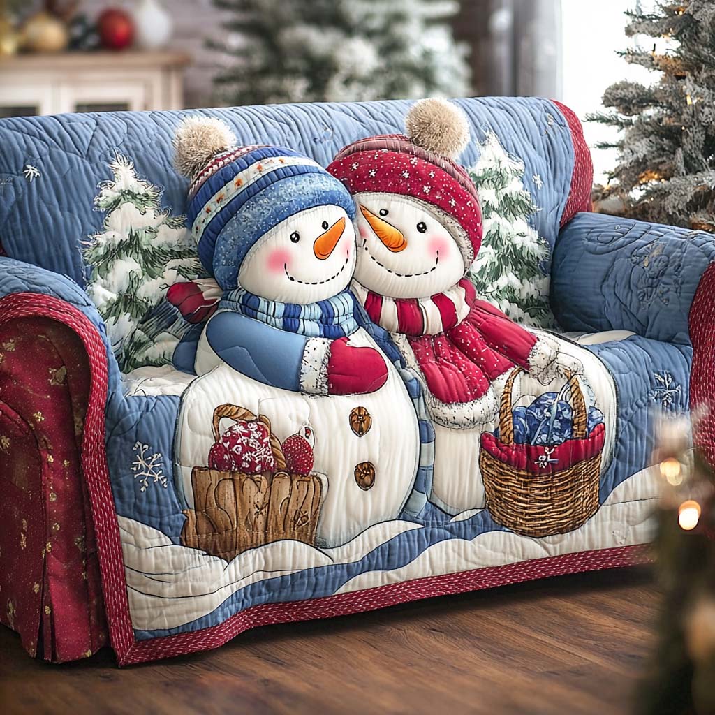 Quilted Sofa Cover with Christmas Design