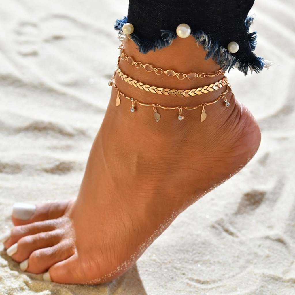 Anklet in Gold with Crystal