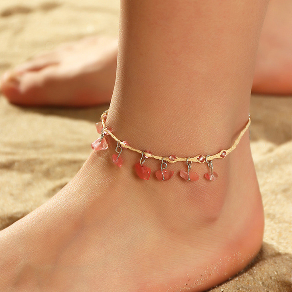 Anklet with Red Crystal and Gold