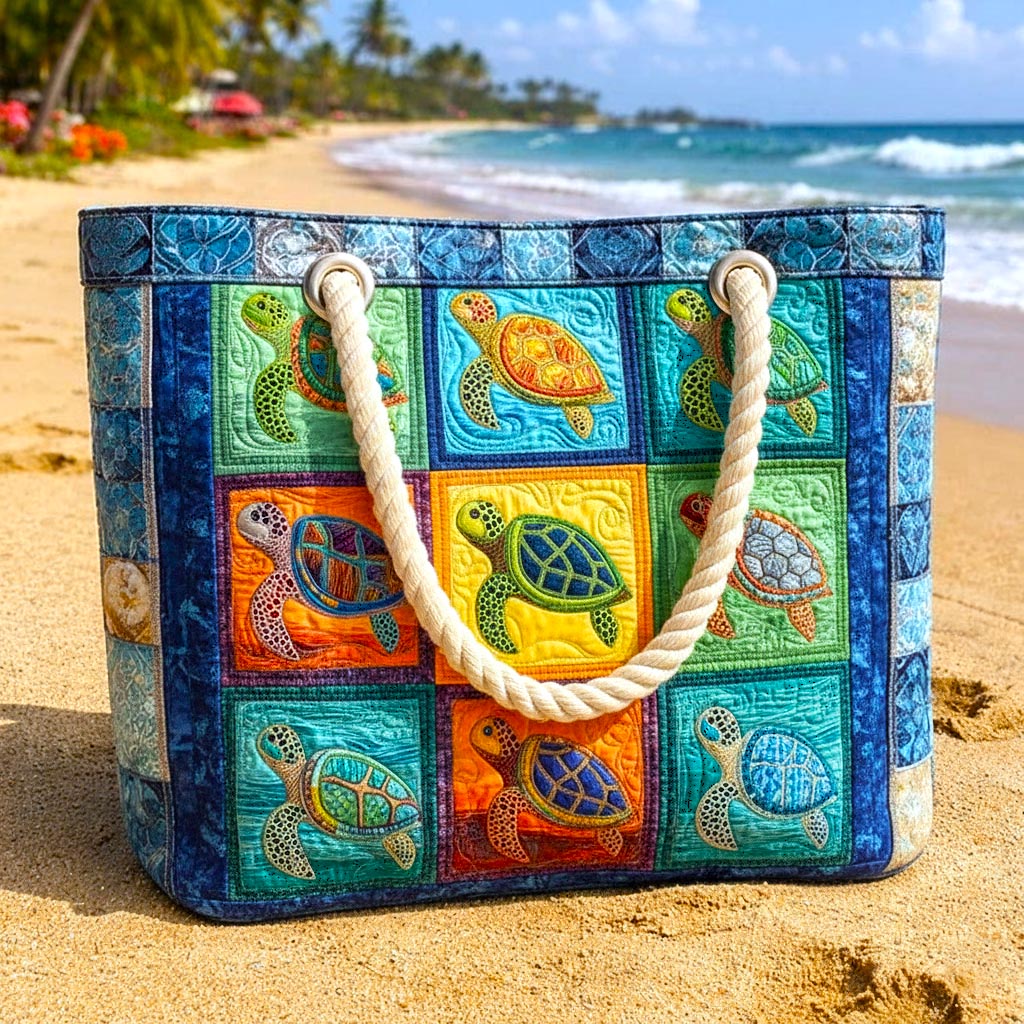 Handmade Beach Bag | Serene Turtle