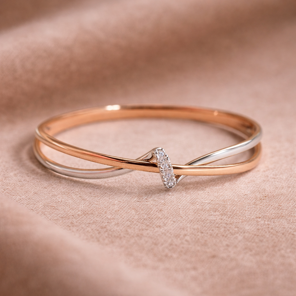 Braided Ring in Rose Gold and White Gold