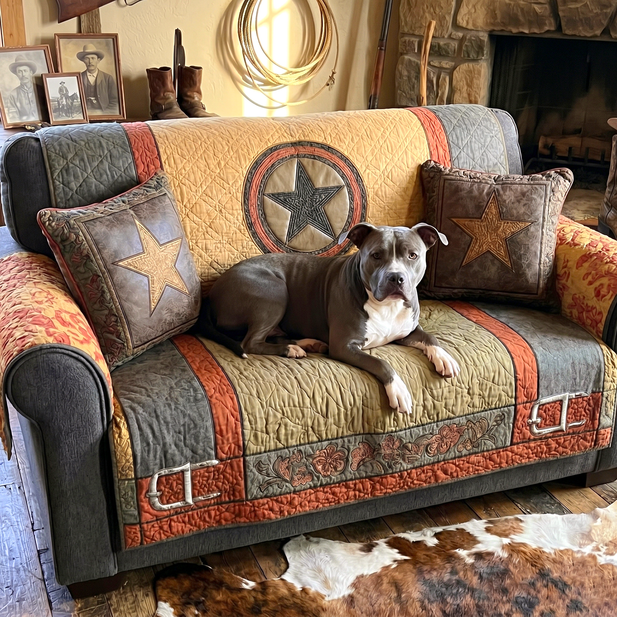 Quilted Sofa Cover with Texan Star