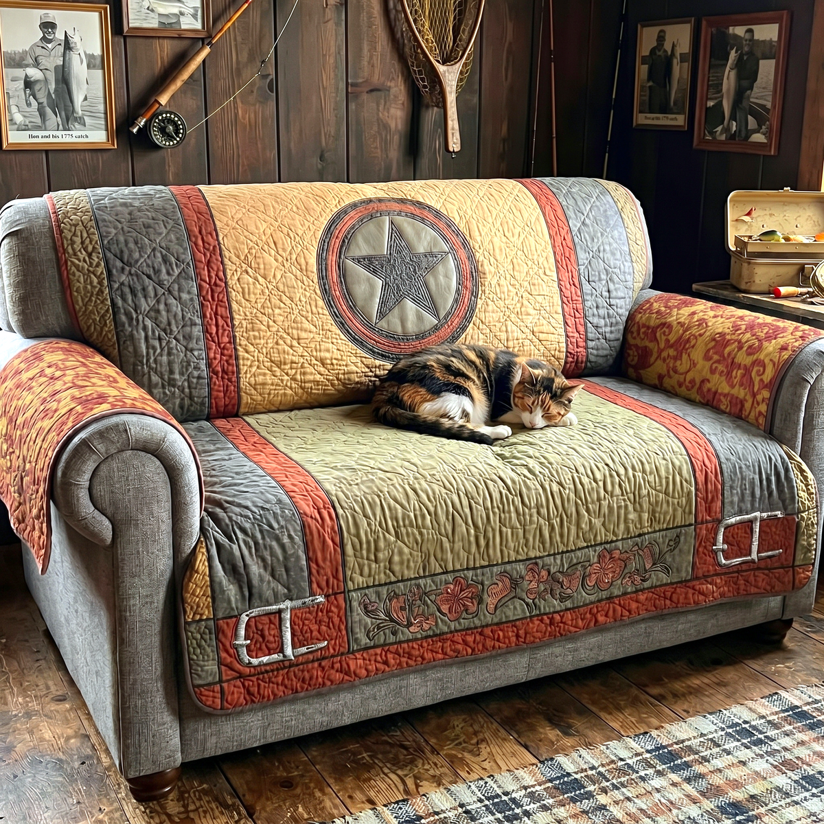 Quilted Sofa Cover with Texan Star
