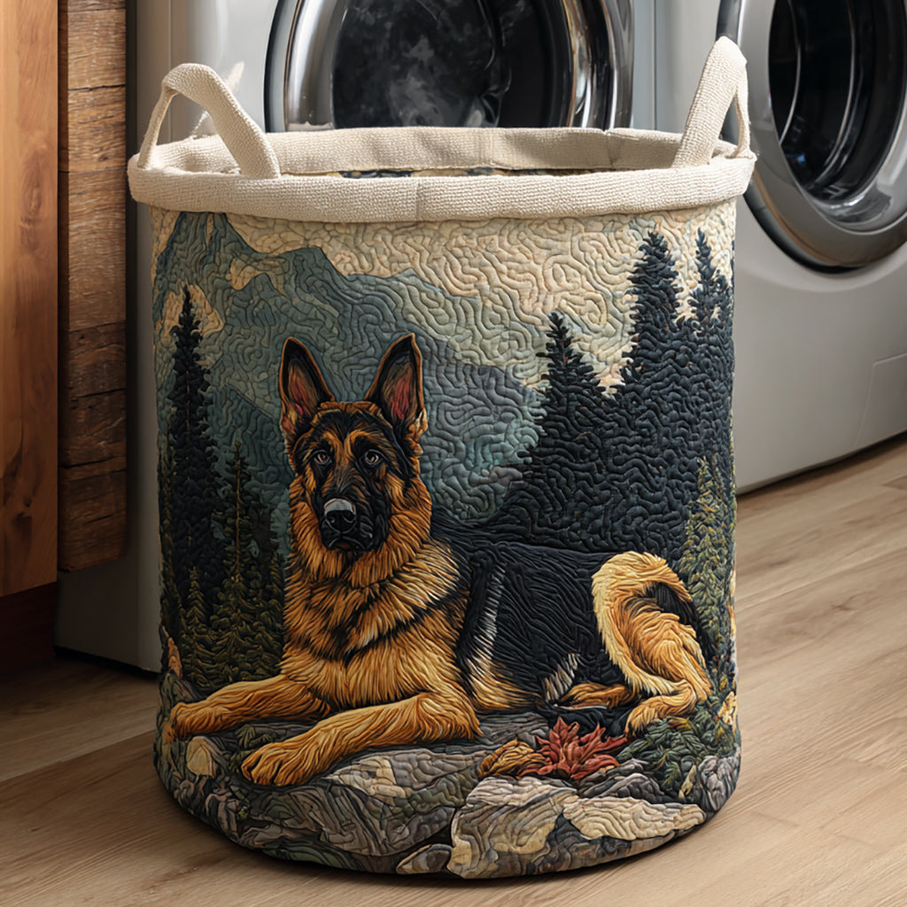 Quilted Laundry Basket with German Shepherd