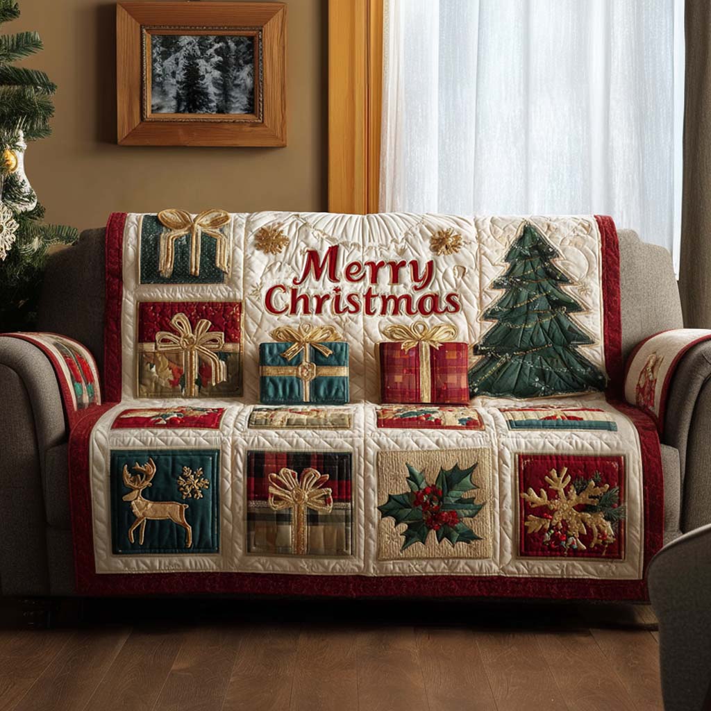 Quilted Sofa Cover with Christmas Design