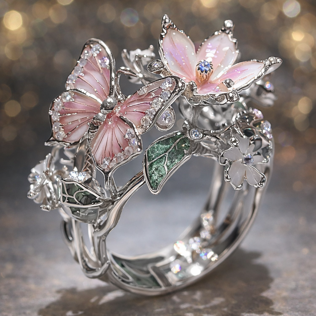 Shiny Butterfly Ring with Zirconia