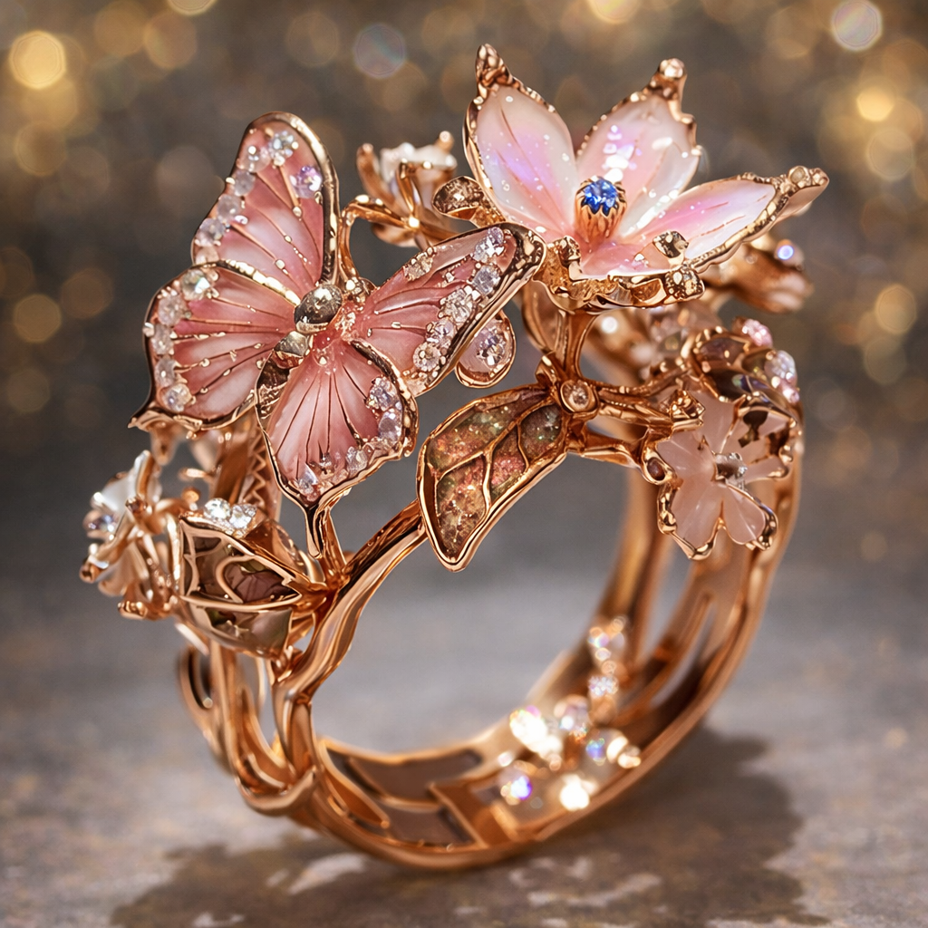 Shiny Butterfly Ring with Zirconia