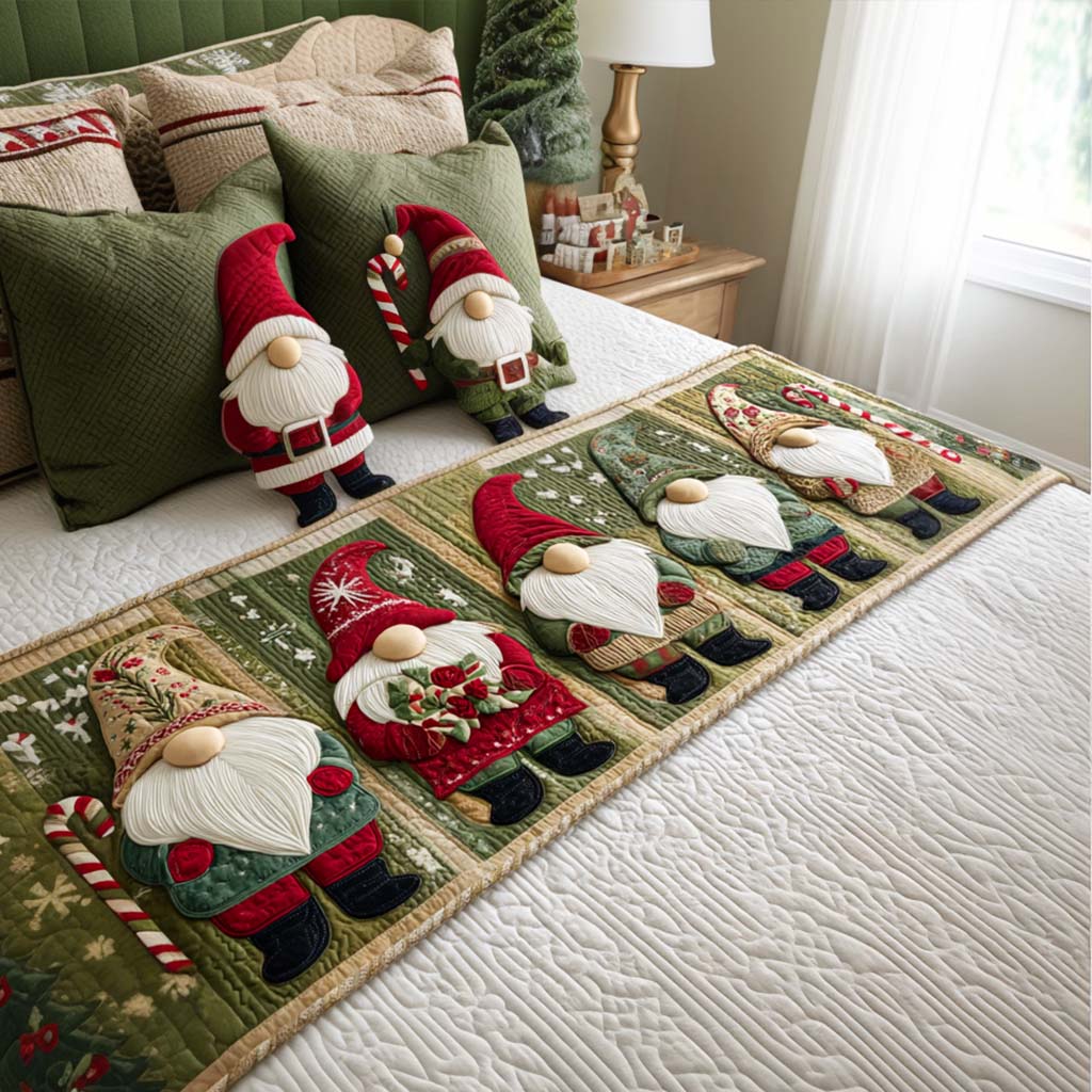 Quilted Bed Runner – Gnome Gathering