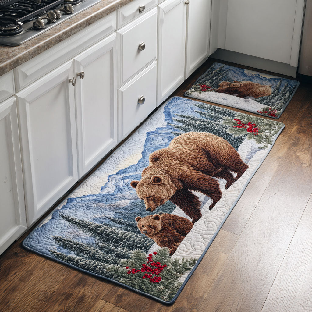 Non-Slip Kitchen Rug with Golden Bear