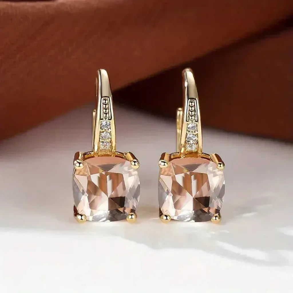 Gold Hoop Earrings with Coloured Stones