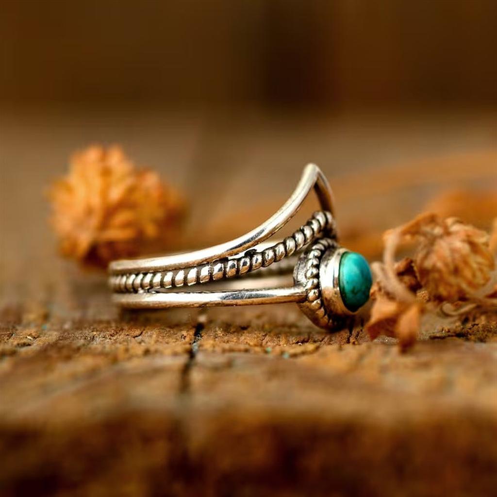 Gold Ring with Turquoise Pearls