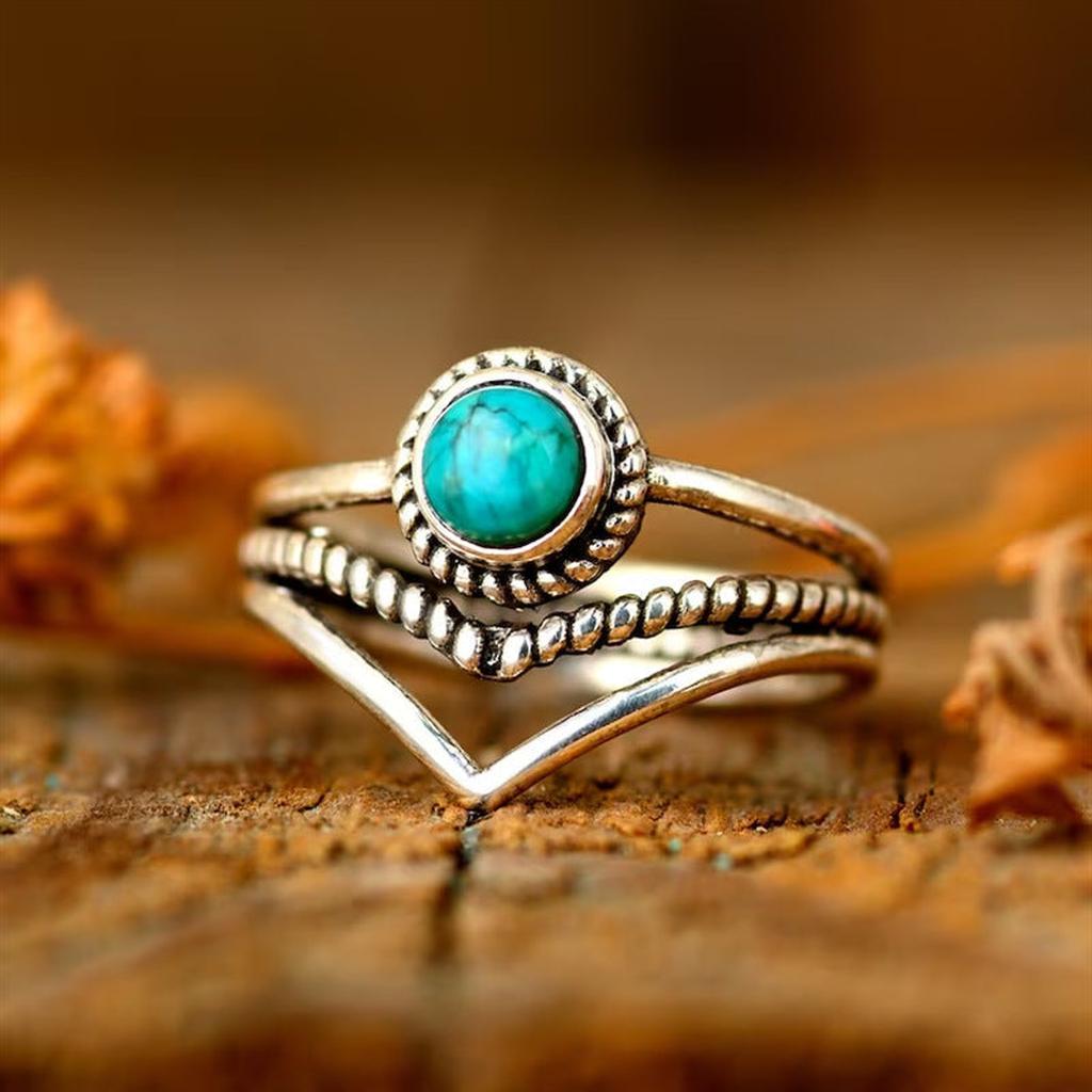 Gold Ring with Turquoise Pearls