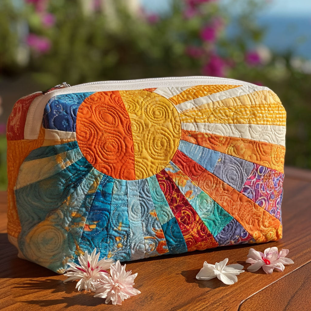 Quilted Makeup Bag with Colourful Retro Pattern
