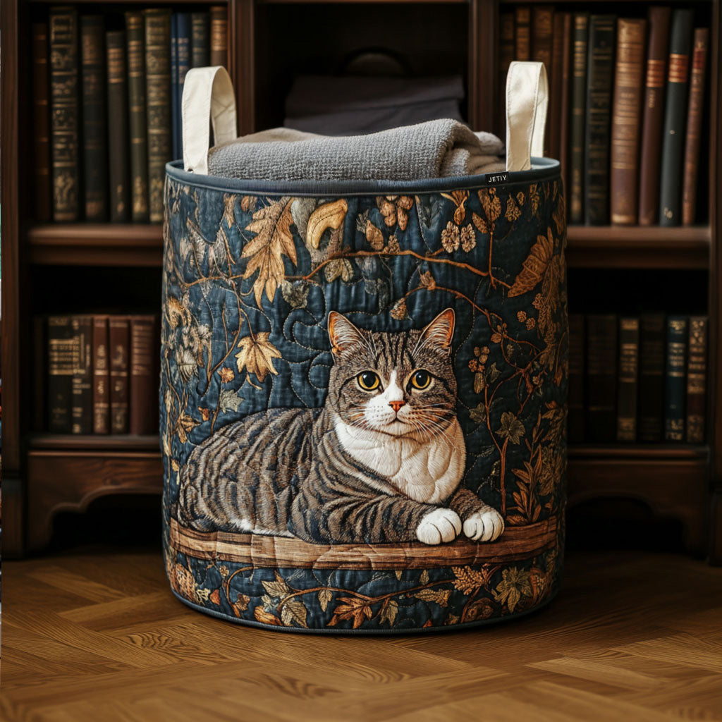 Quilted Laundry Basket in Cat Shape