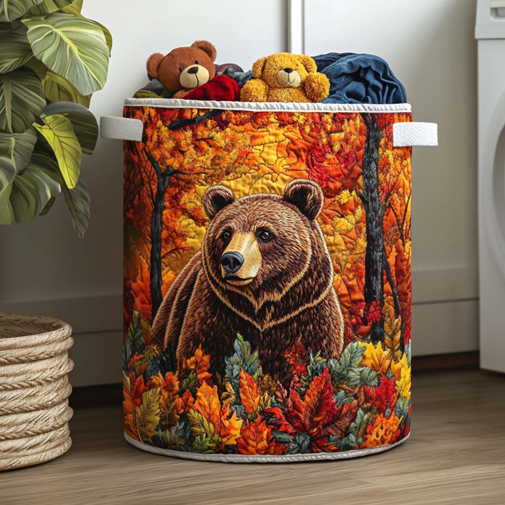 Quilted Laundry Basket with Bear
