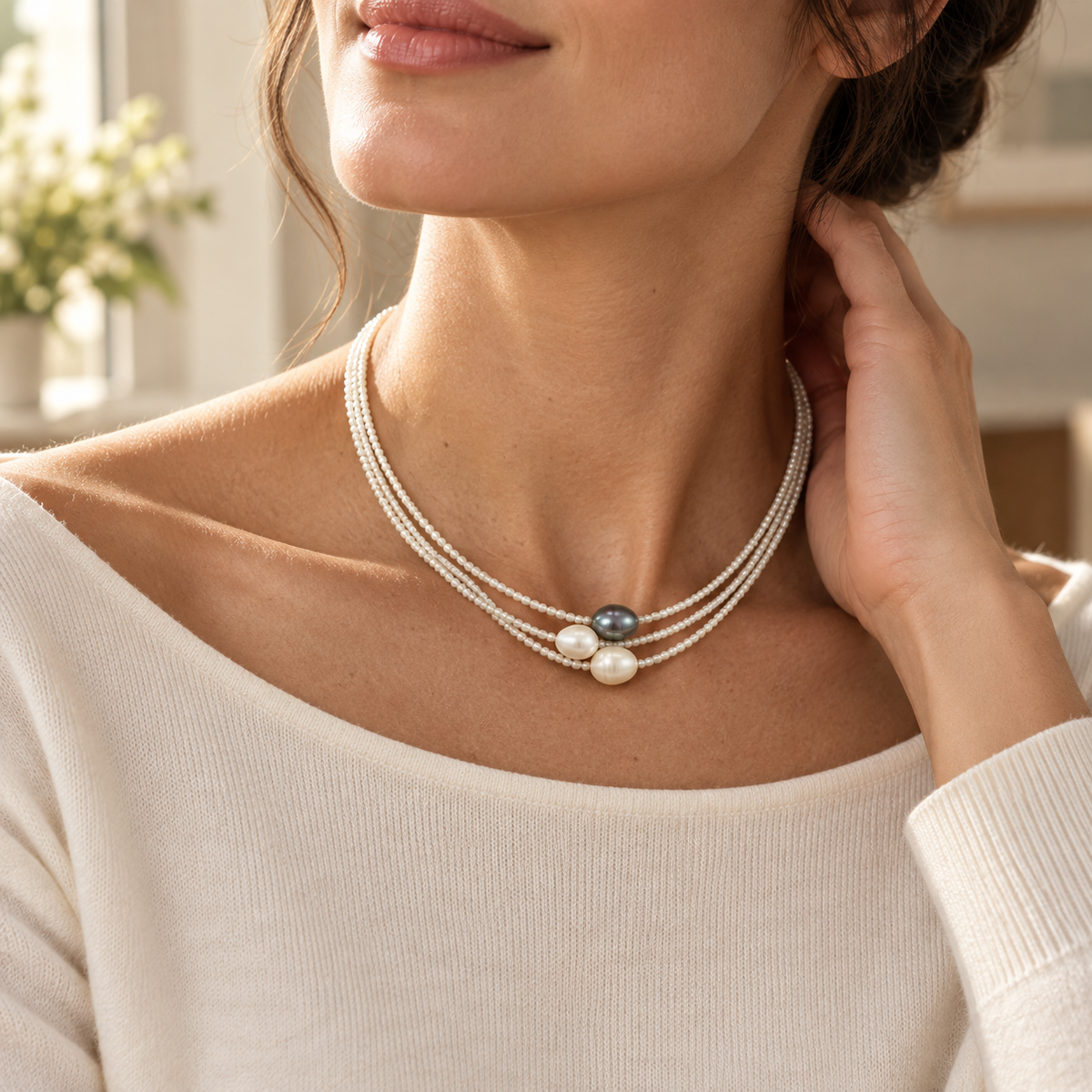 Necklace in Natural Pearls