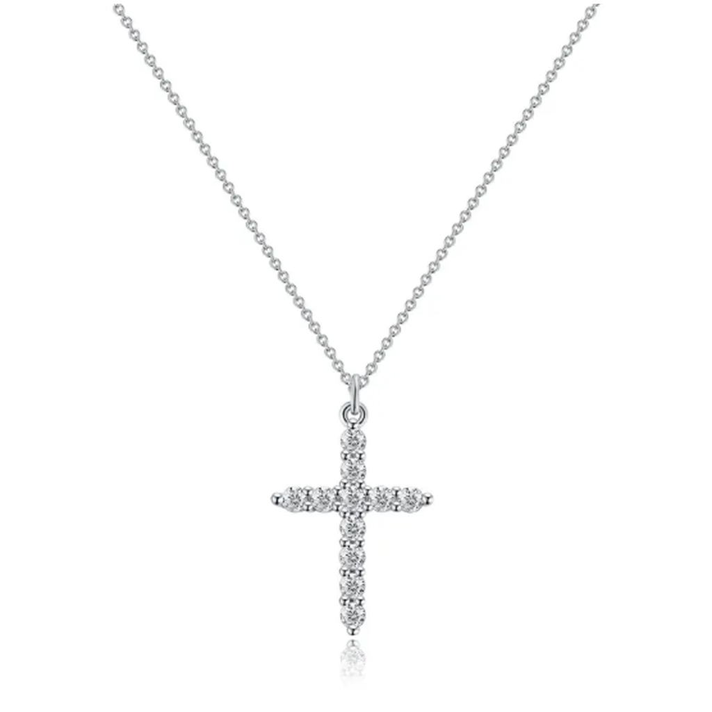 Necklace with Cross and Crown with Zirconia