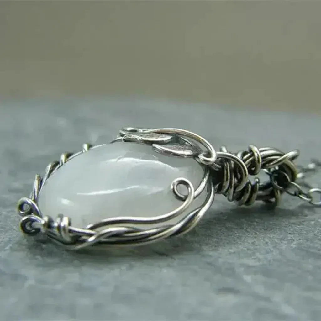 Necklace with Moon Pendant in Wire