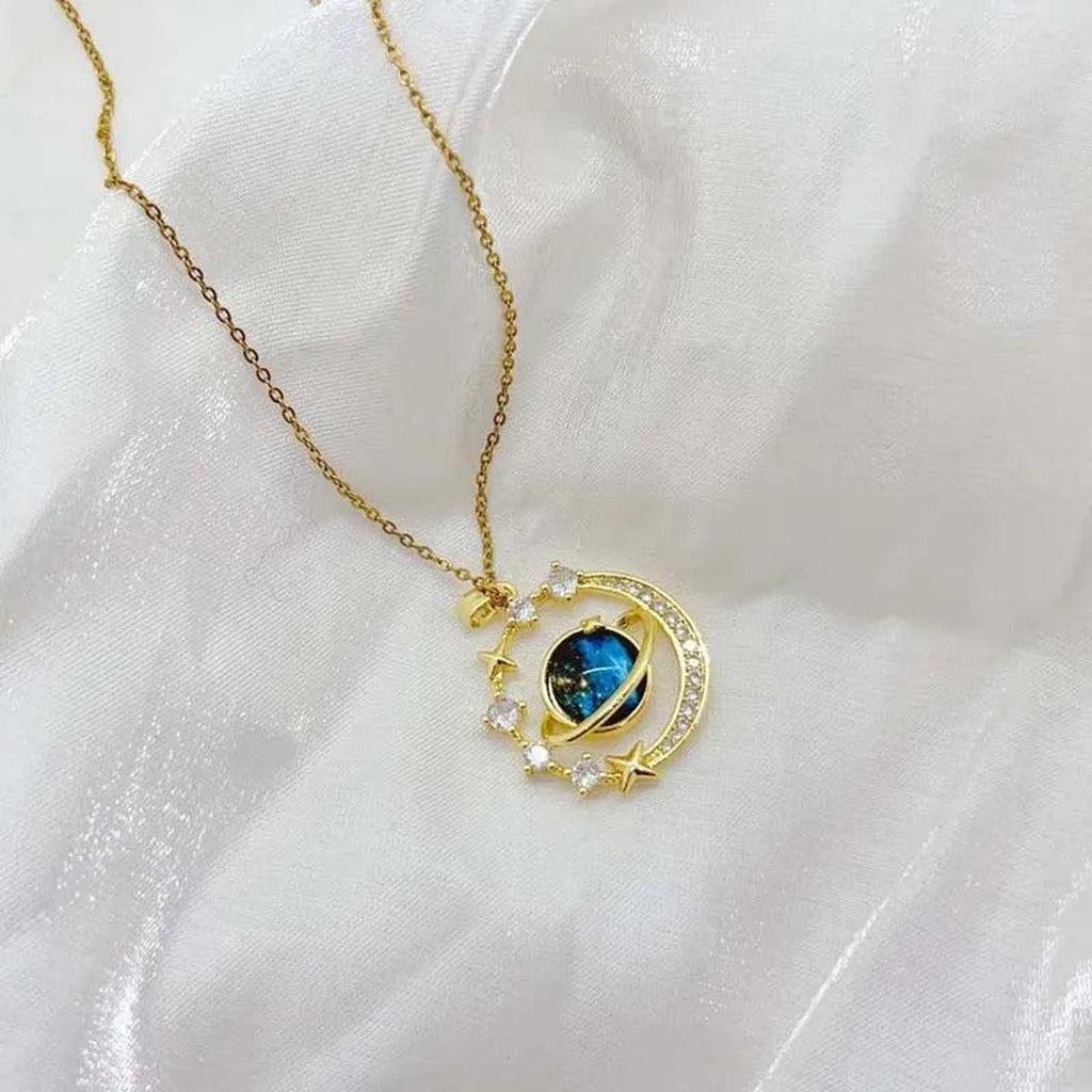 Necklace with Planet Locket and Constellations