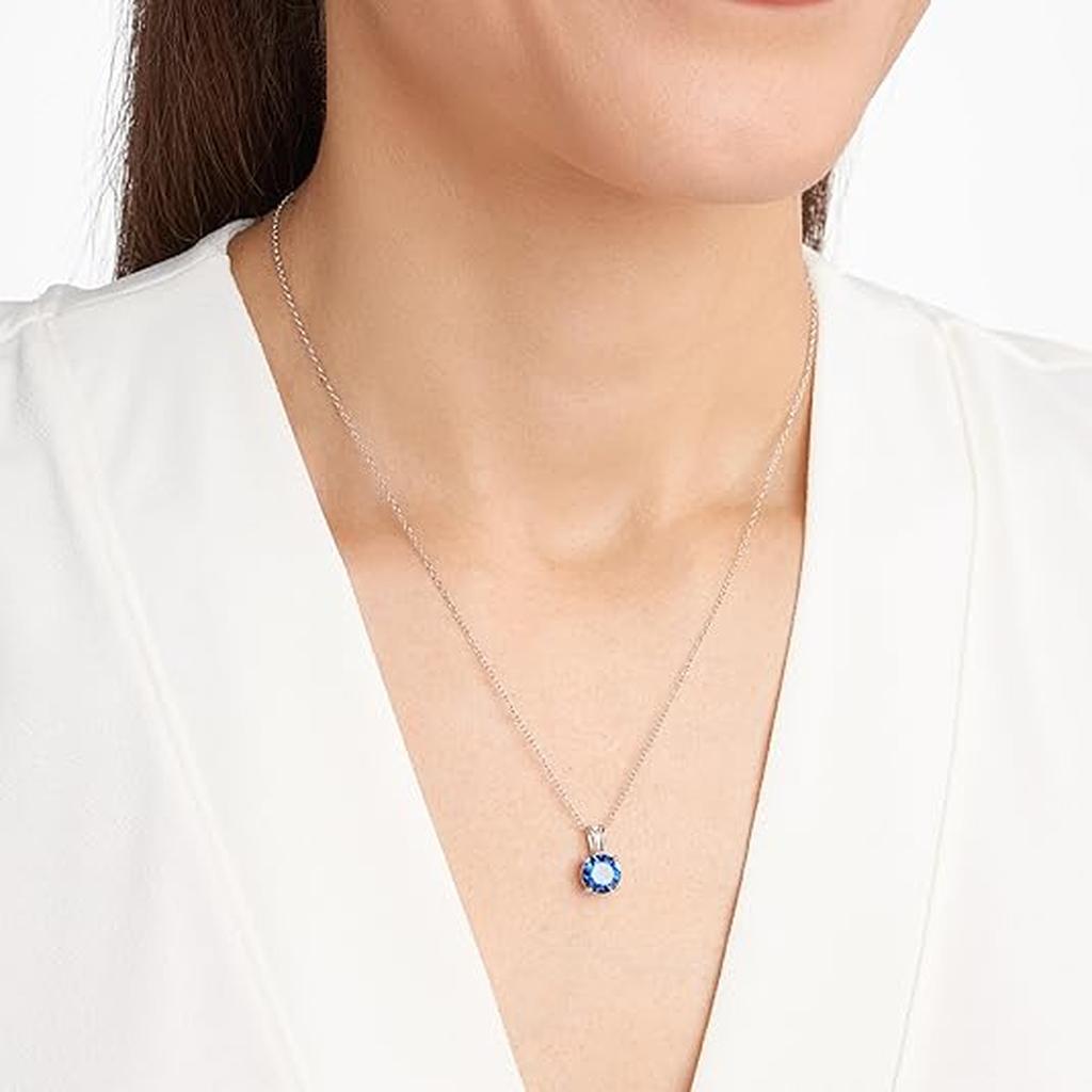 Necklace with Round Cut Sapphire | White Gold