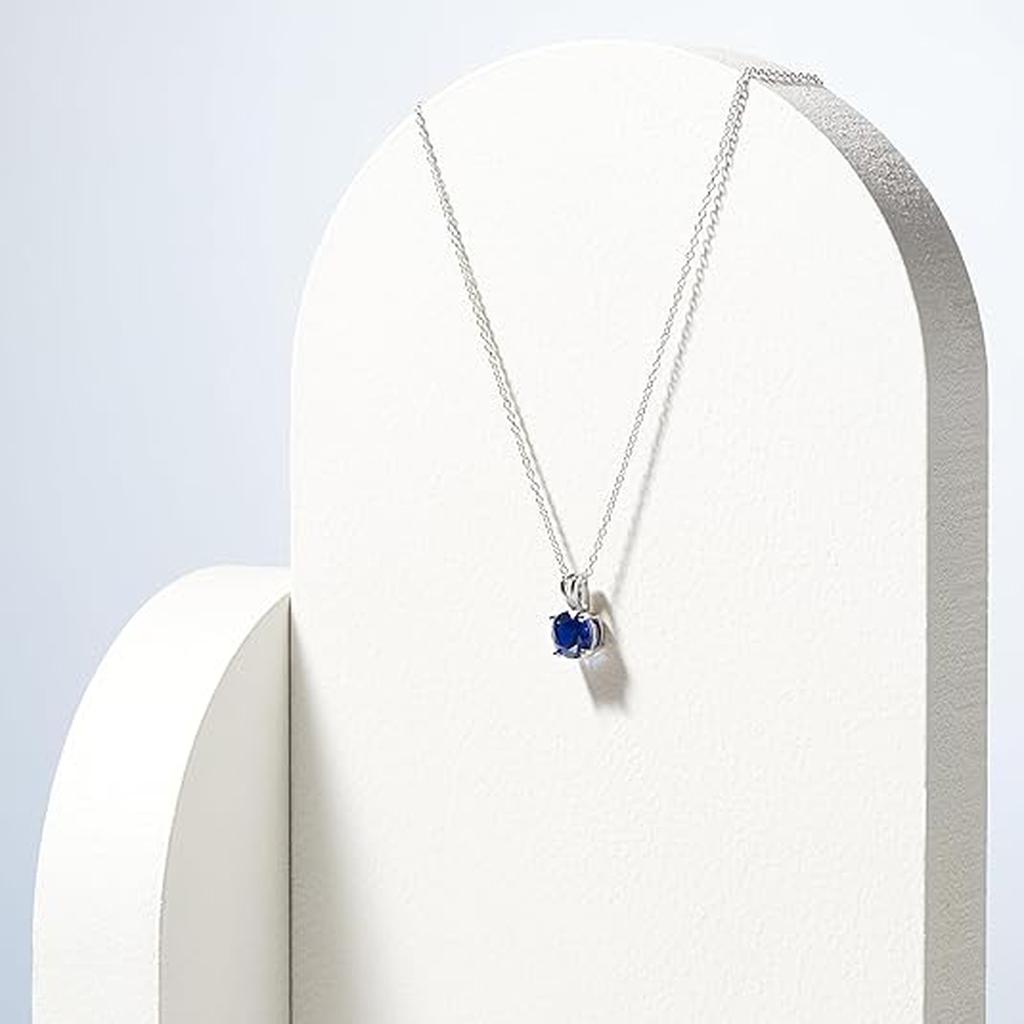 Necklace with Round Cut Sapphire | White Gold