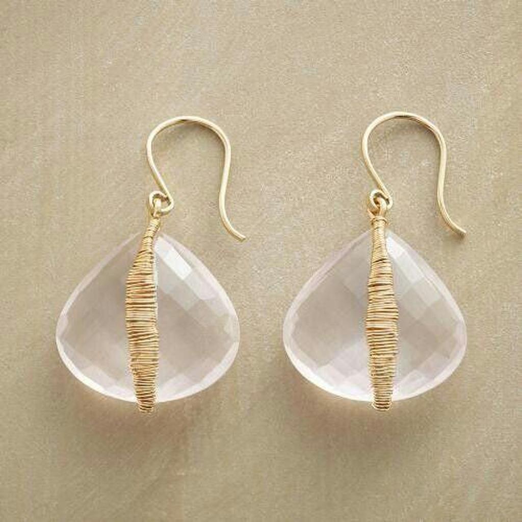 Earrings in Gold with White Crystal