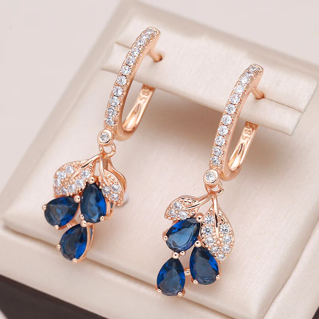Drop Earrings with Blue Crystals
