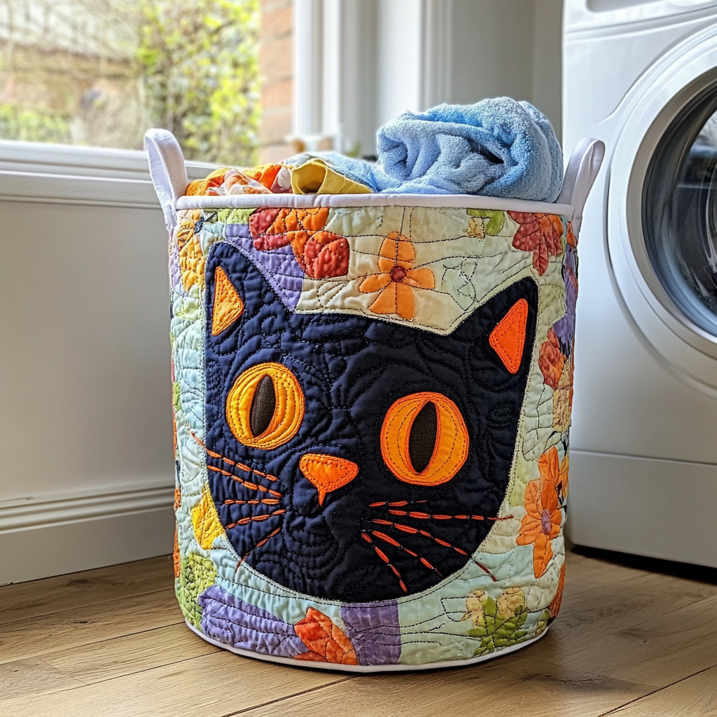 Quilted Laundry Basket in Cat Shape