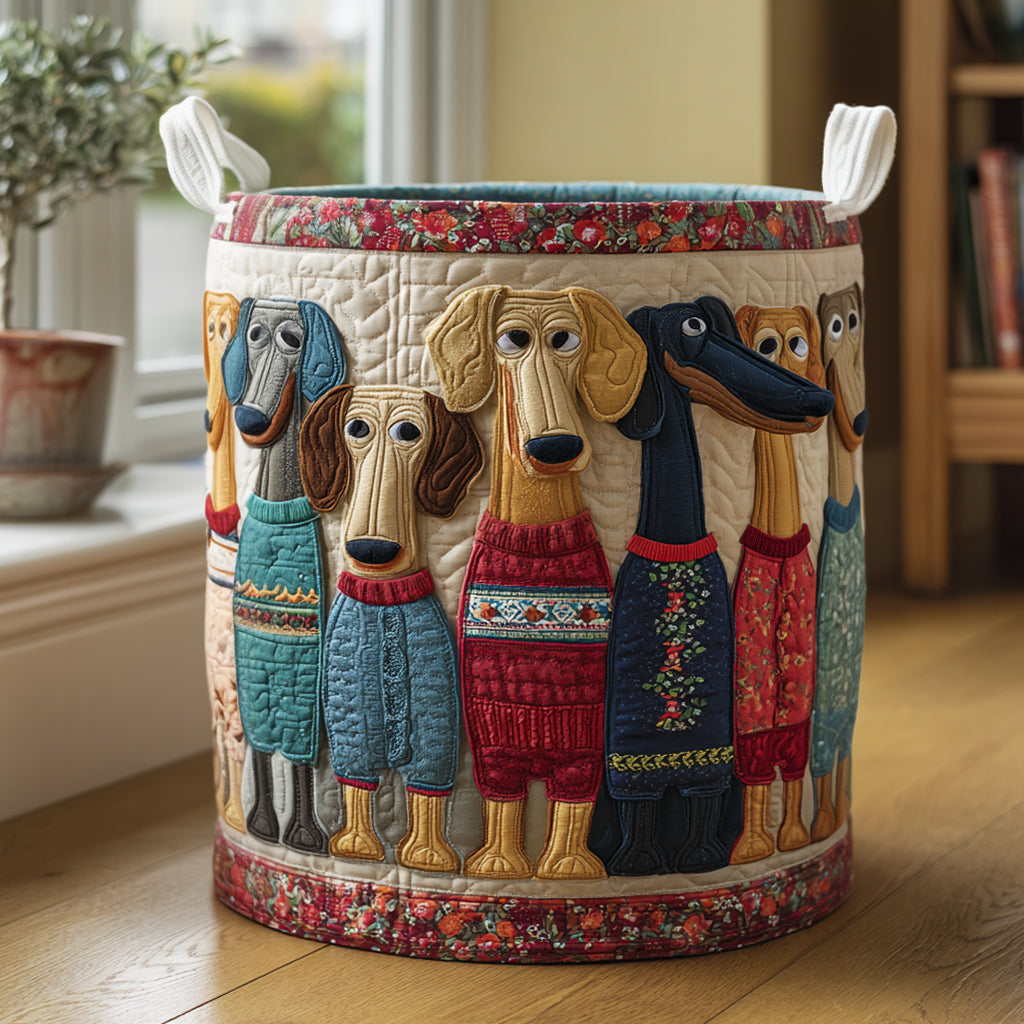 Quilted Laundry Basket with Dachshund