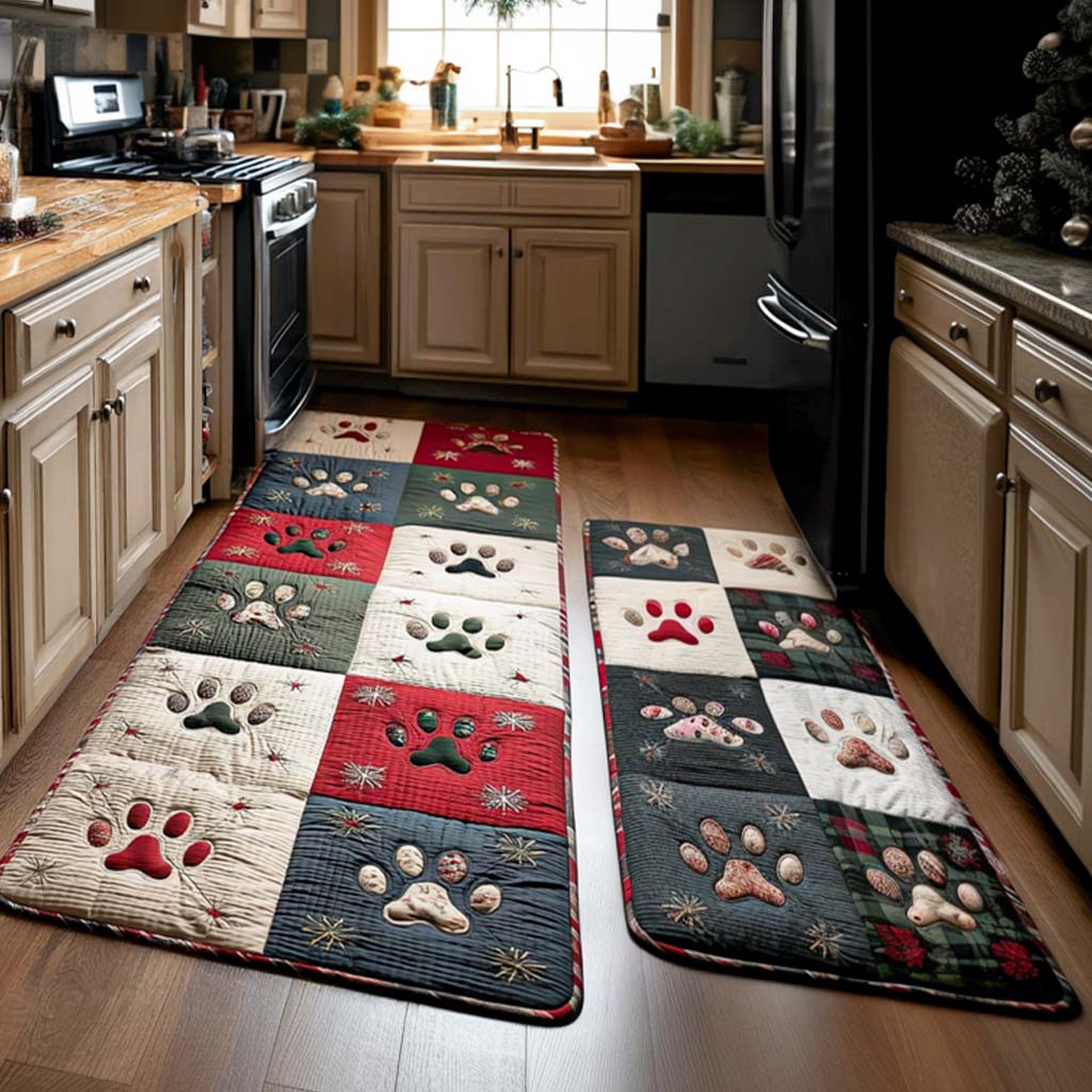 Non-Slip Kitchen Rug with Paw Prints