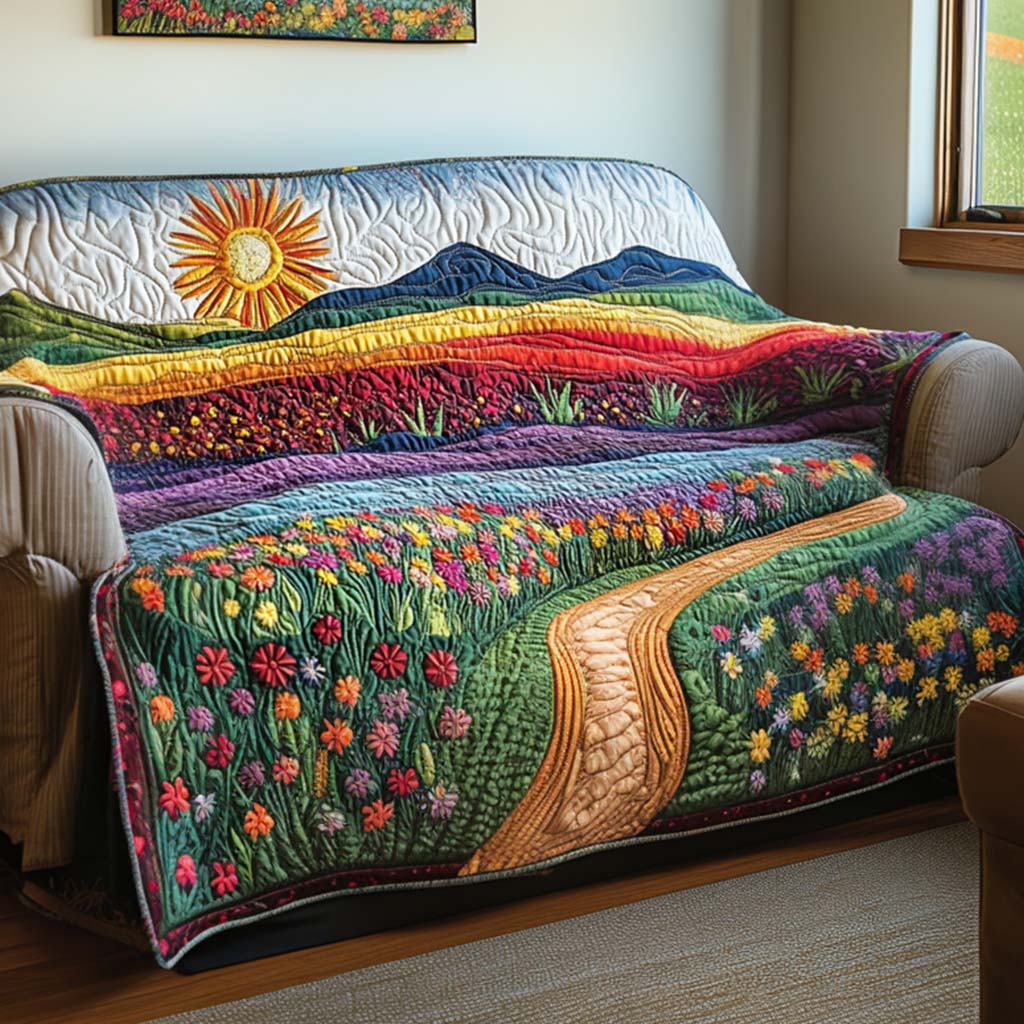 Quilted Sofa Cover with Sun Design