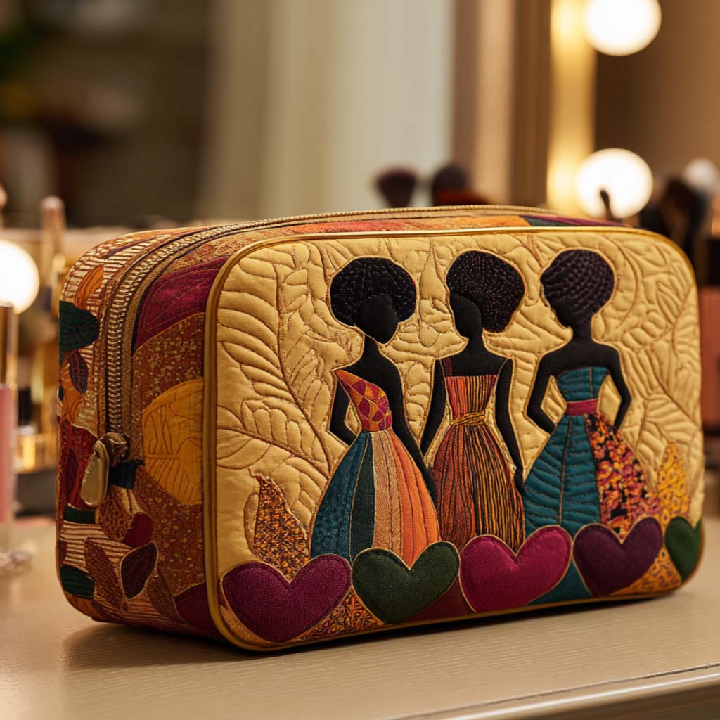 Quilted Makeup Bag with Friendship Hearts