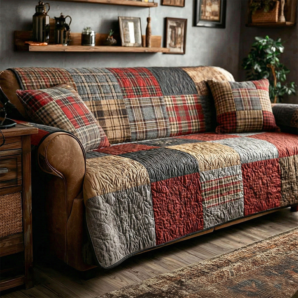 Quilted Sofa Cover – Rustic Patchwork Quilted Sofa Cover