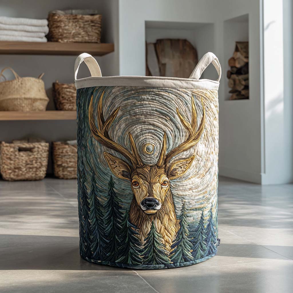 Quilted Laundry Basket with Deer