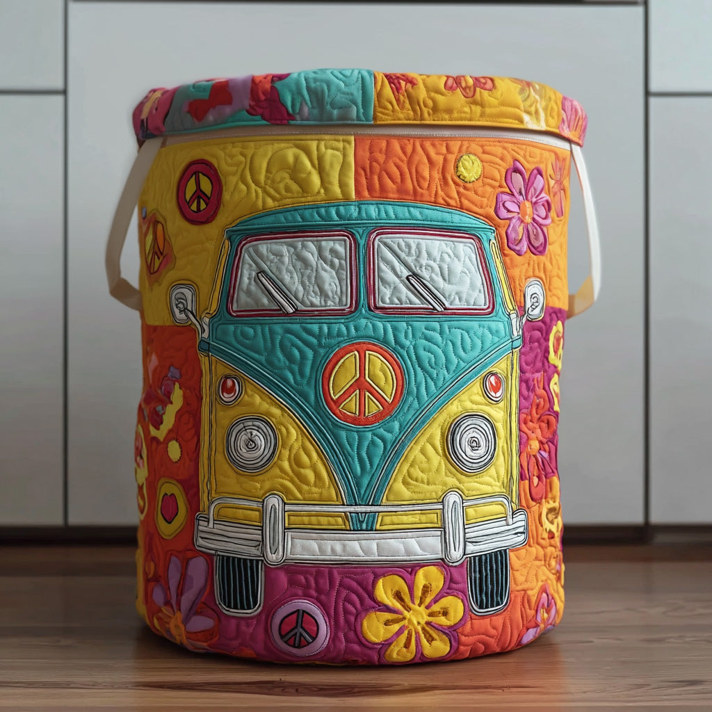 Quilted Laundry Basket in Colourful Hippie Style