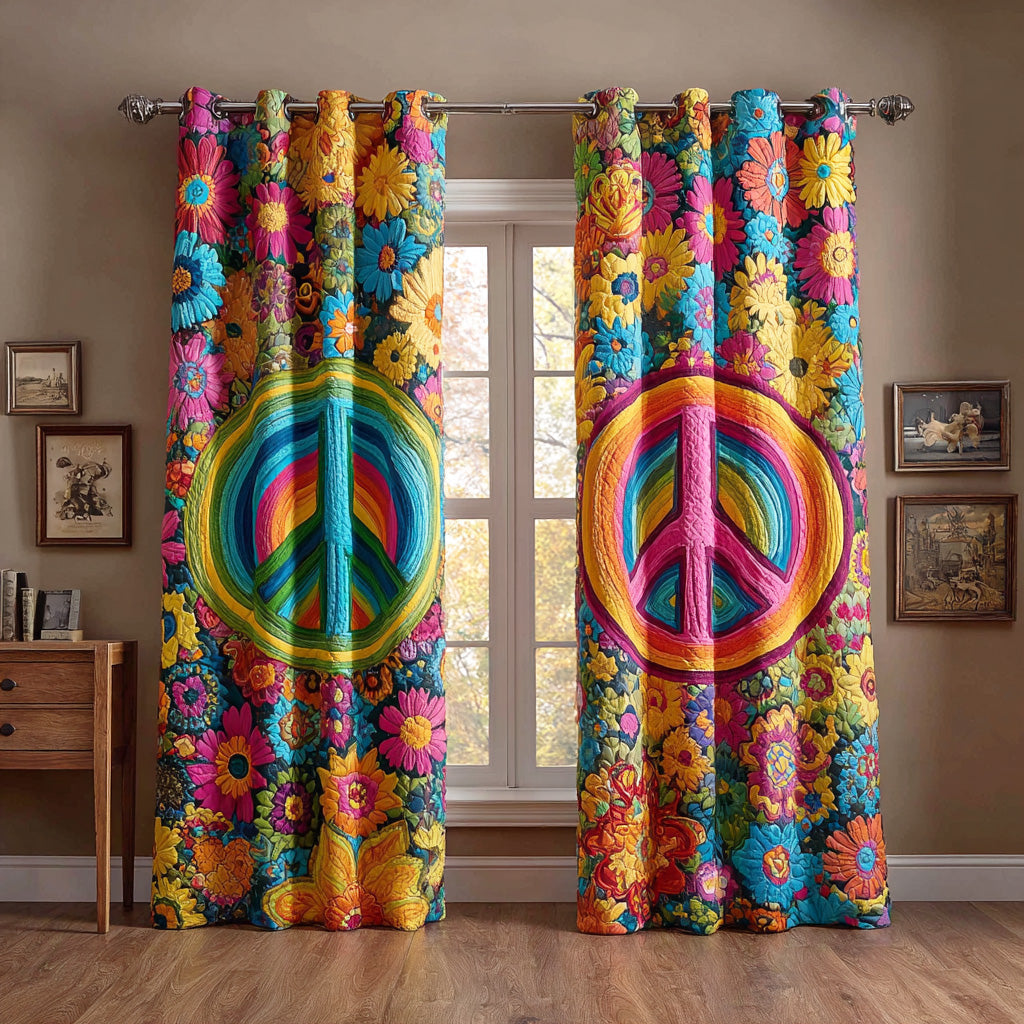 Quilted Curtains – Hippie Peace Dream