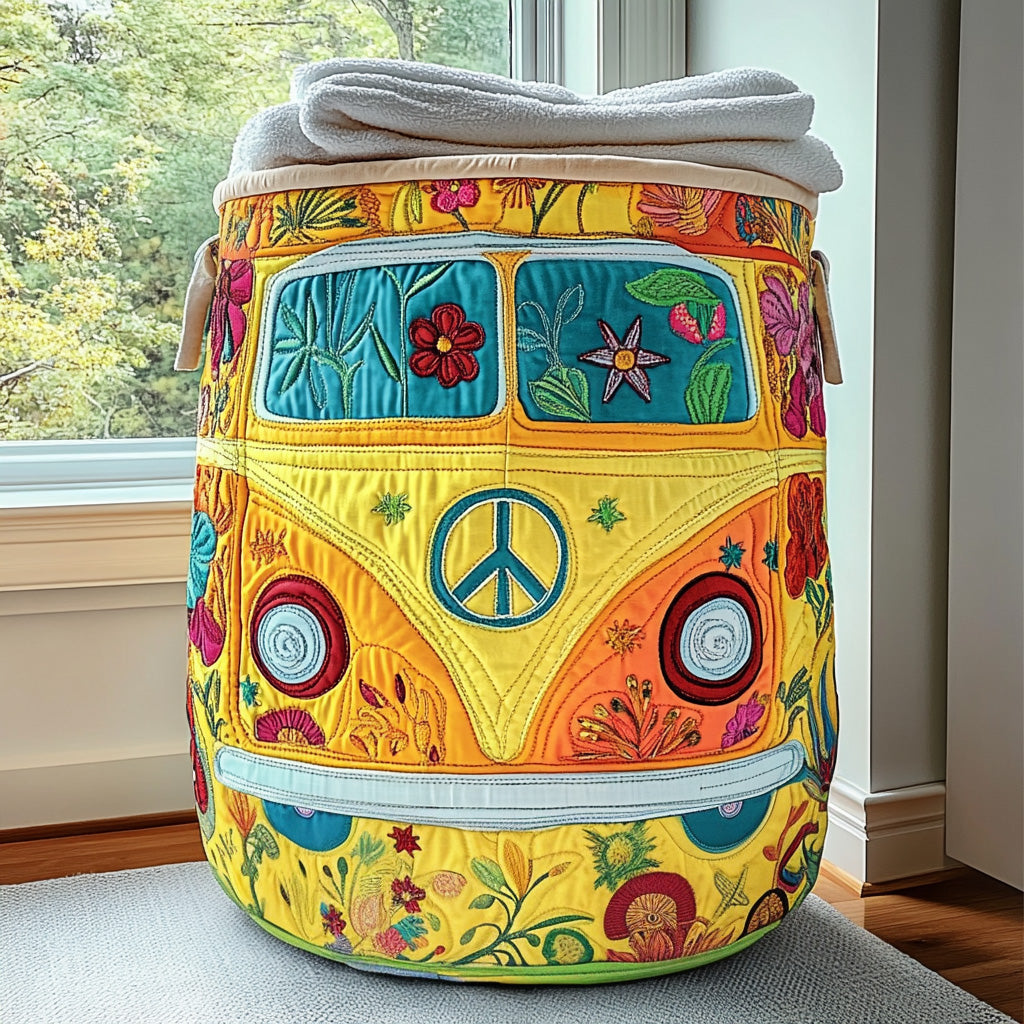 Quilted Laundry Basket in Colourful Hippie Style