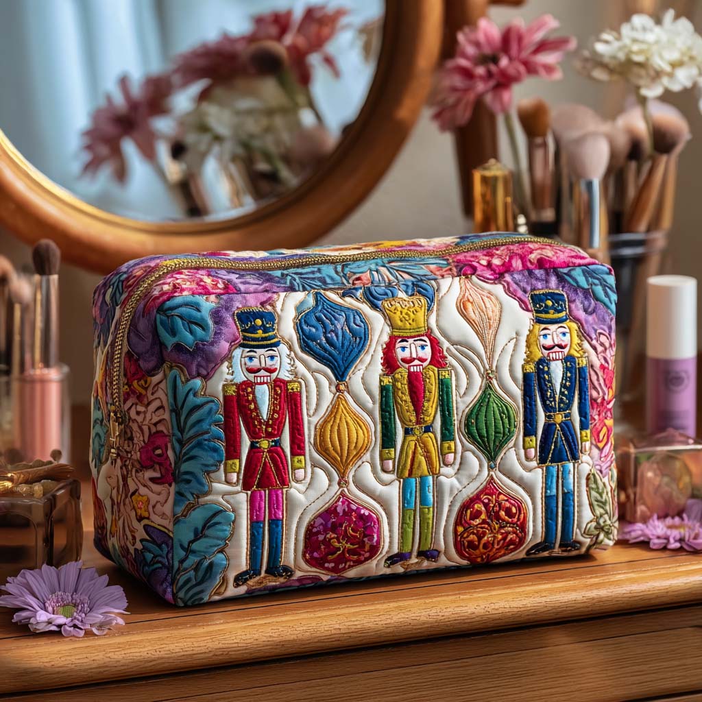 Quilted Makeup Bag with Christmas Soldier