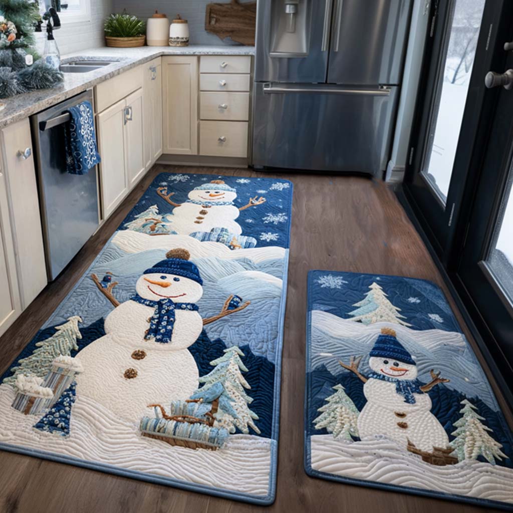 Non-Slip Kitchen Rug – Winter with Snowy Details