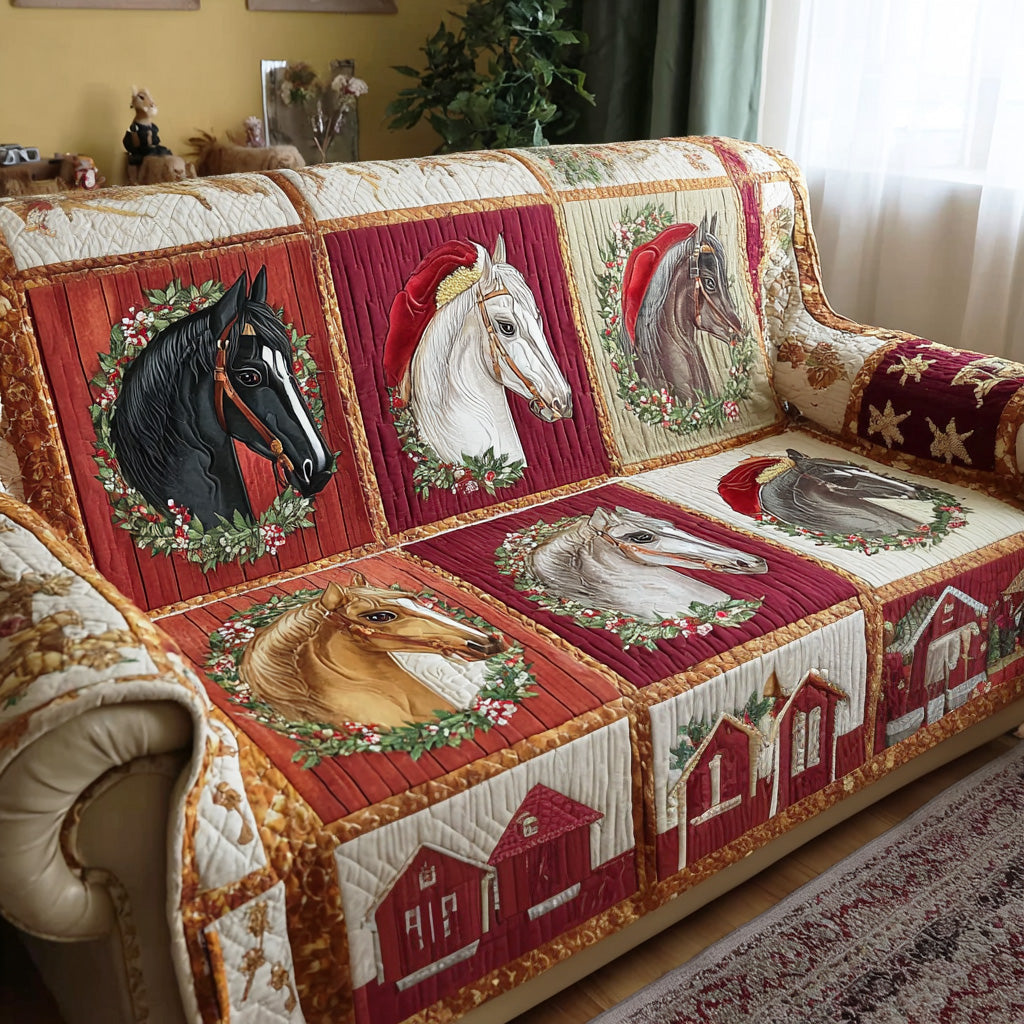 Quilted Sofa Cover with Christmas Country Atmosphere