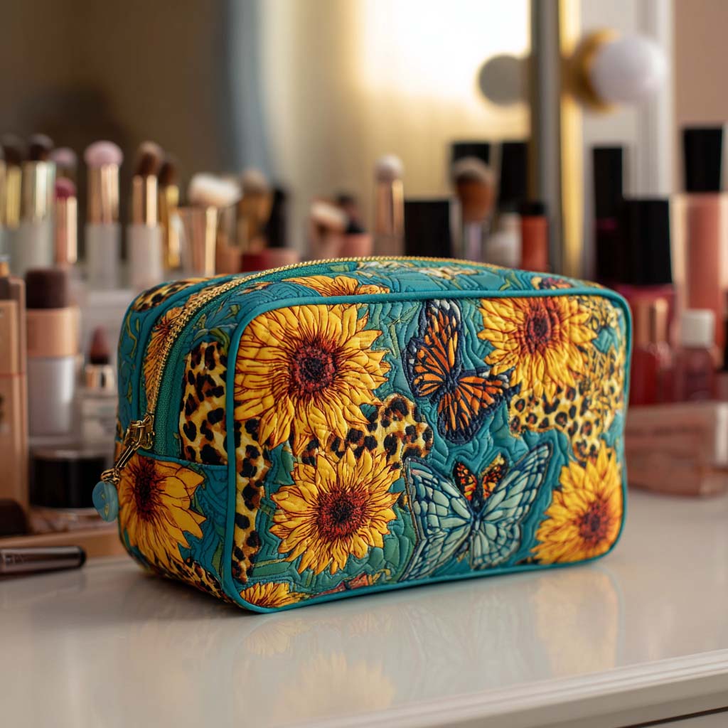 Quilted Makeup Bag with Happy Petals