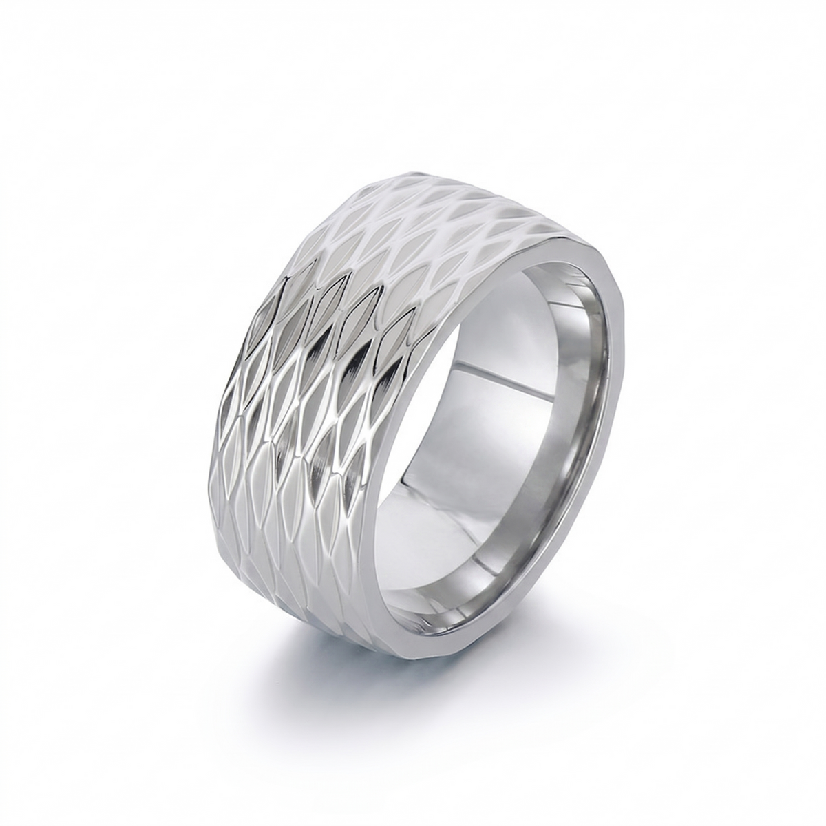 Kaelis Band Ring with Grid Pattern | Gold