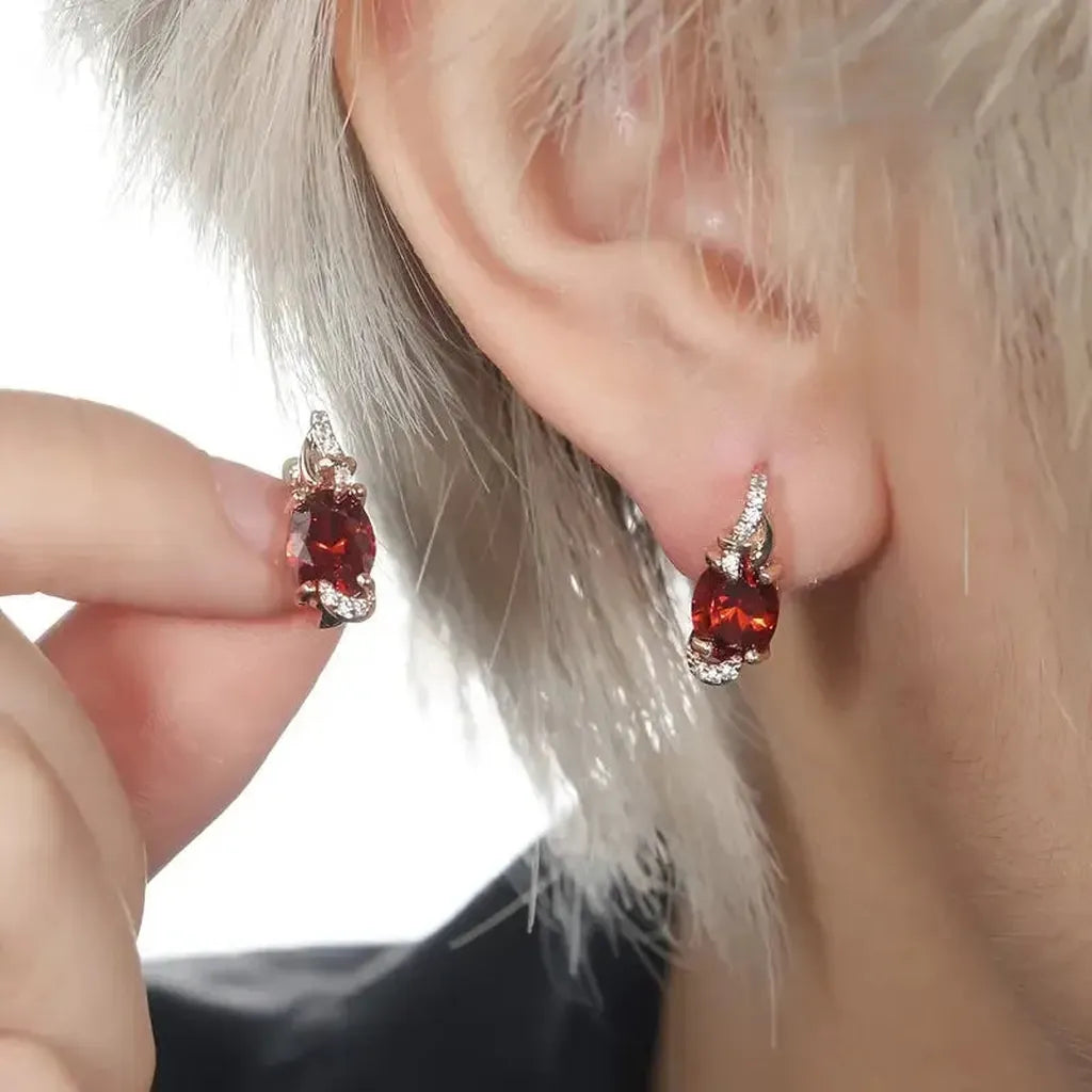 Drop Earrings “Crimson Dusk” | Gold