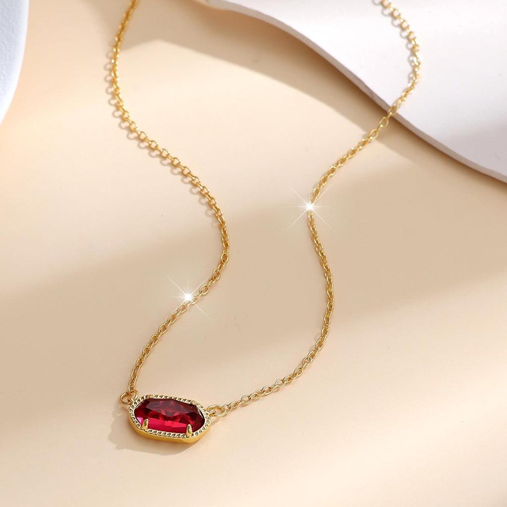 Classic Oval Ruby Necklace | Gold