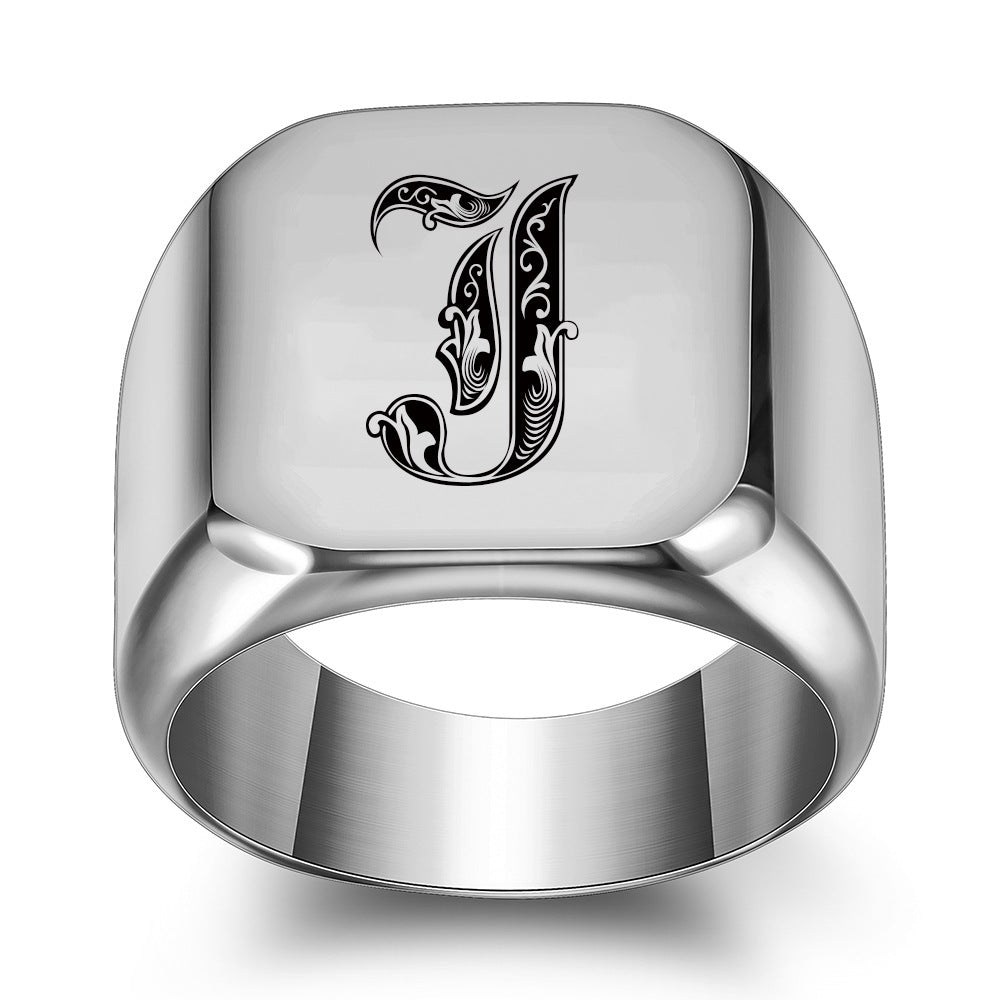 Classic Initial Ring | White Gold