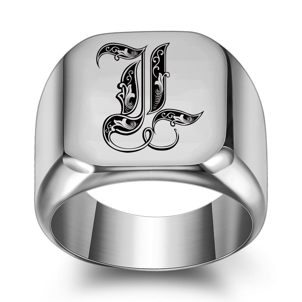 Classic Initial Ring | White Gold