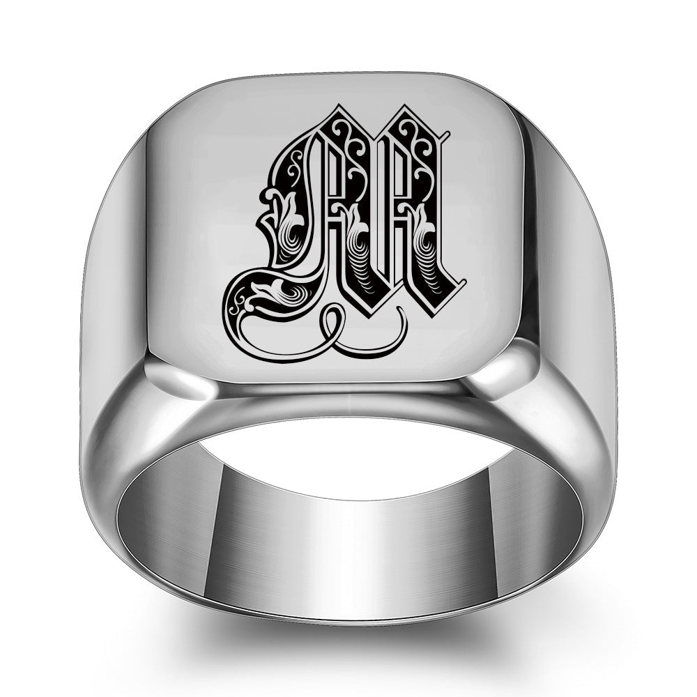 Classic Initial Ring | White Gold