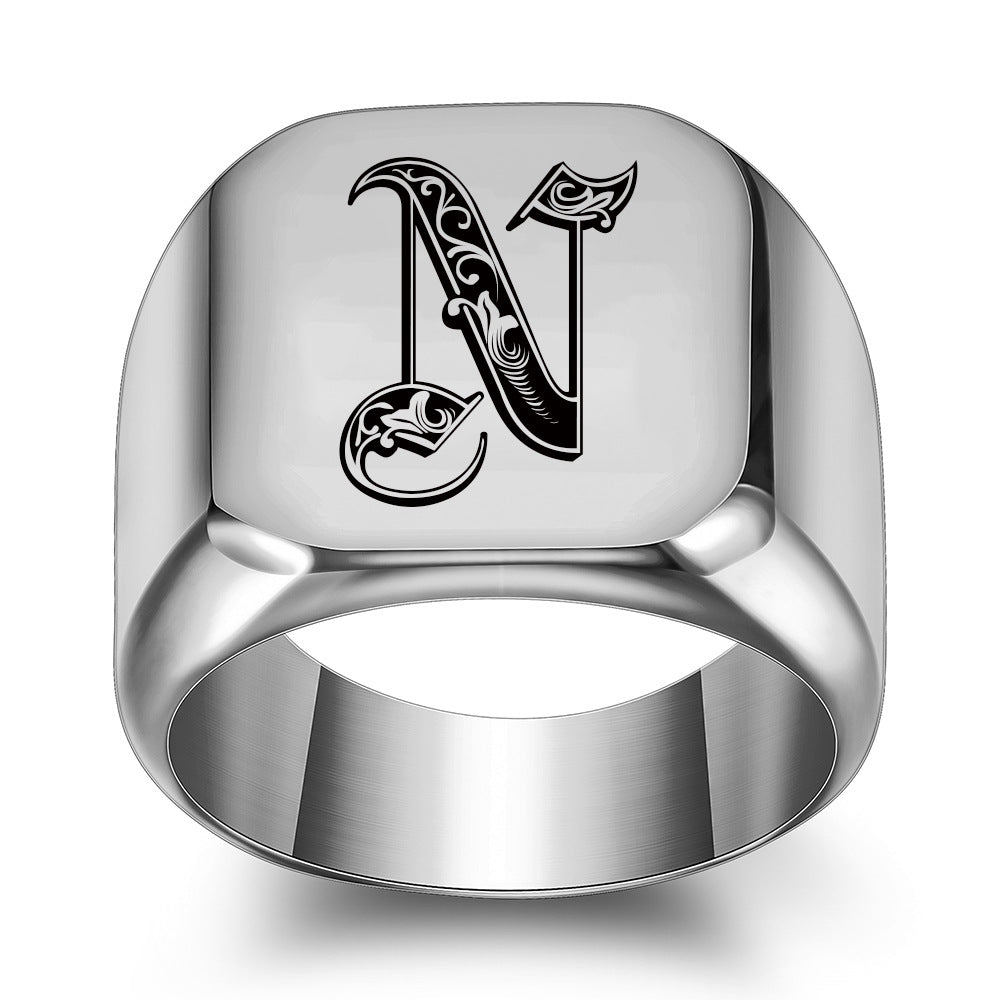 Classic Initial Ring | White Gold