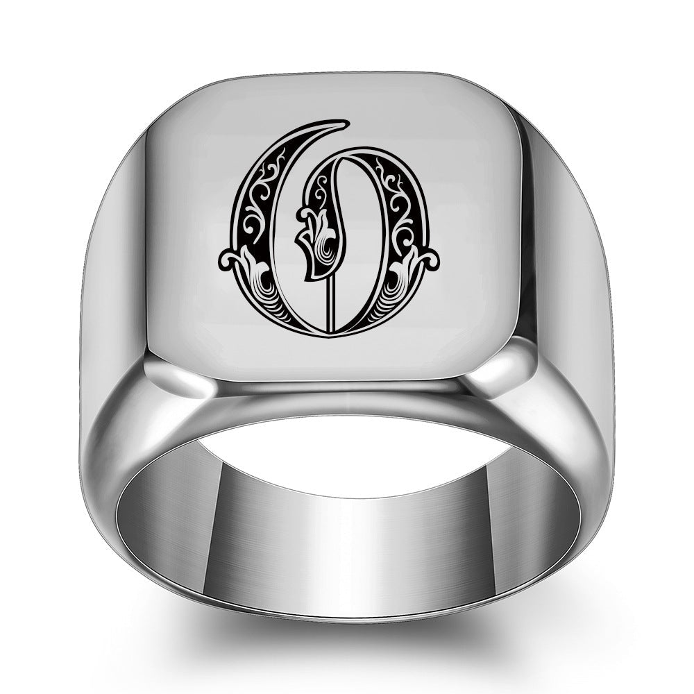 Classic Initial Ring | White Gold