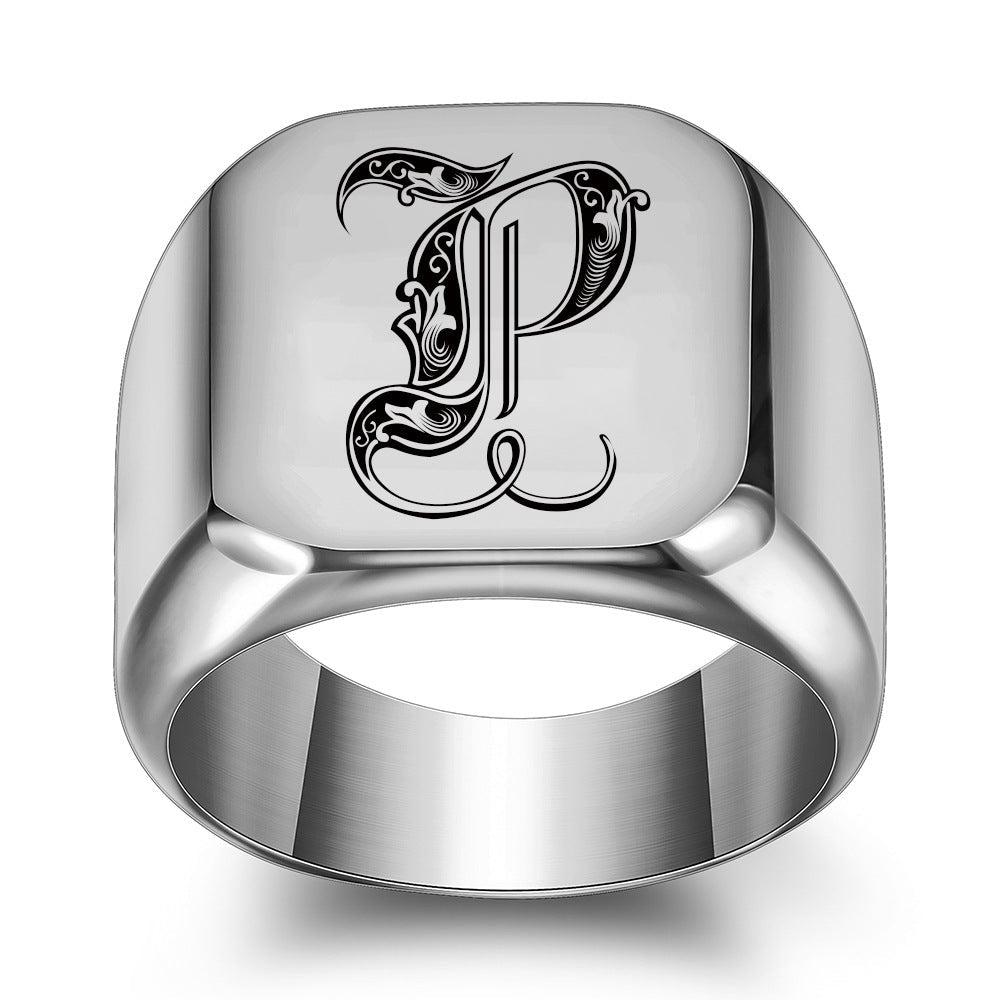 Classic Initial Ring | White Gold